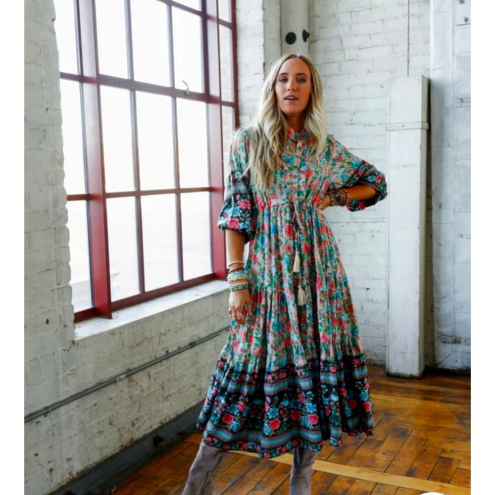 Three Bird Nest Wandering Soul Printed Midi Dress